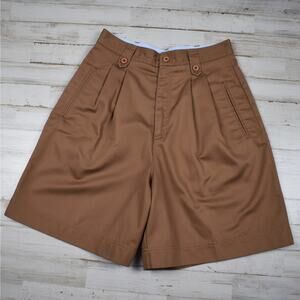 Vintage Liz Claiborne Pleated Shorts 27 Waist Wide Leg High Rise Brown Cotton 4